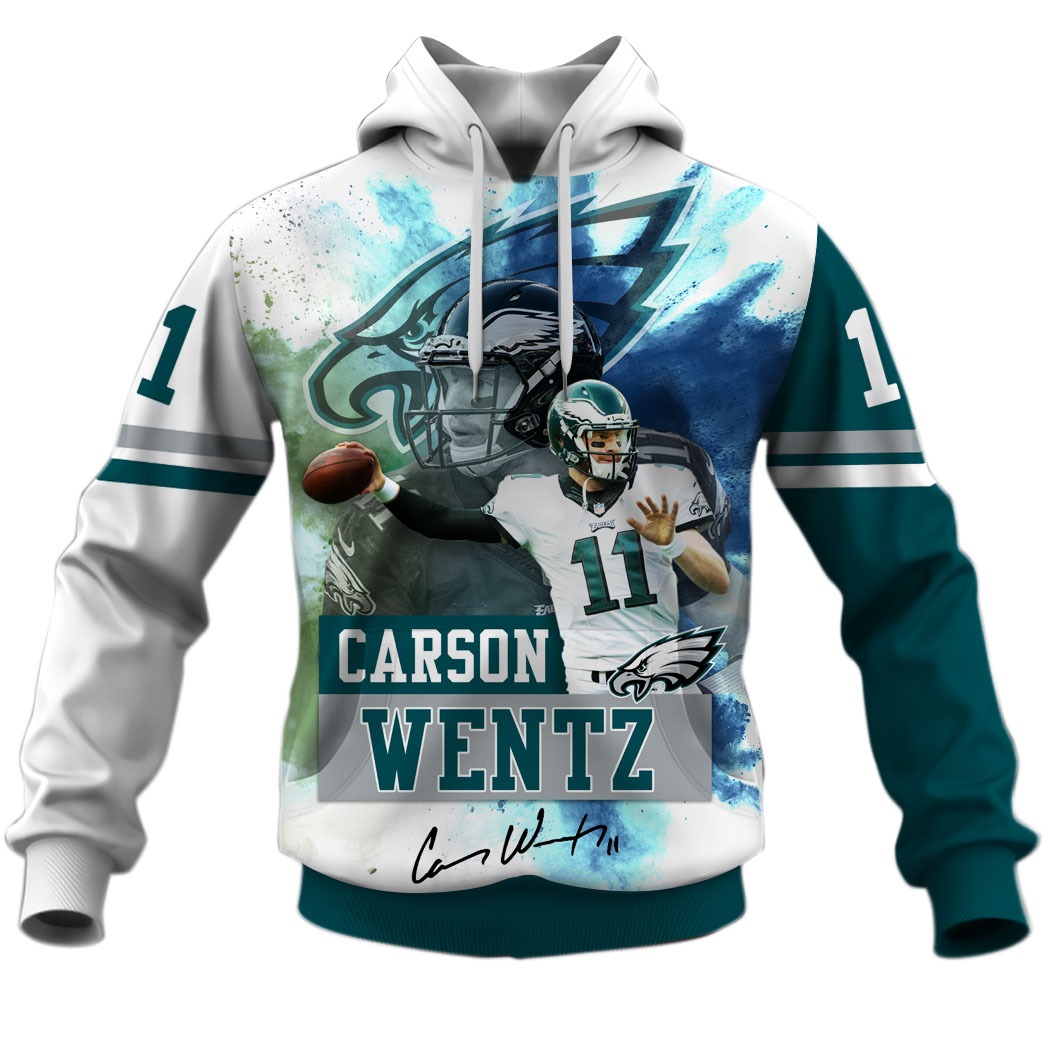 Carson Wentz Philadelphia Eagles NFL 3D Hoodie T shirt Sleeve T52 GearShop