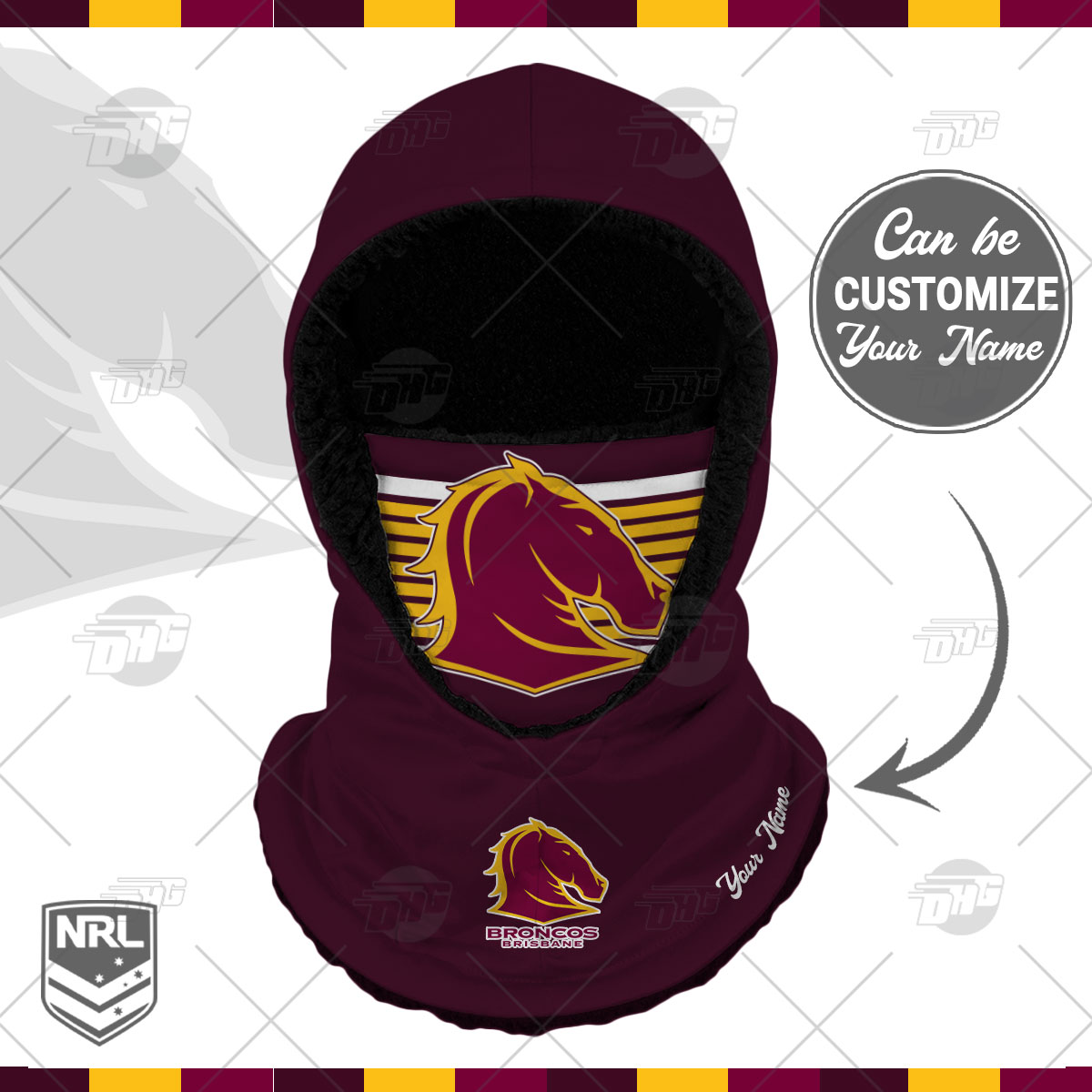 NRL Brisbane Broncos Custom Name Number 2021 Alternate Jersey Pullover  Hoodie