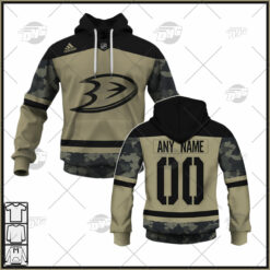 Personalized NHL Anaheim Ducks Camo Military Appreciation Team Authentic Custom Practice Jersey Hoodie GearShop