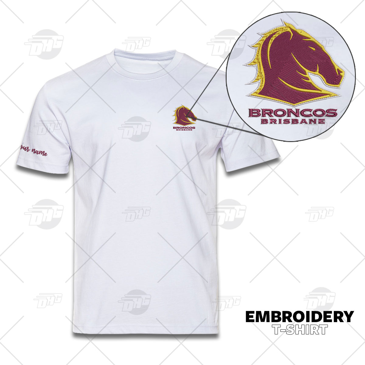 NRL Brisbane Broncos Custom Name Number 2022 Away Jersey T-Shirt